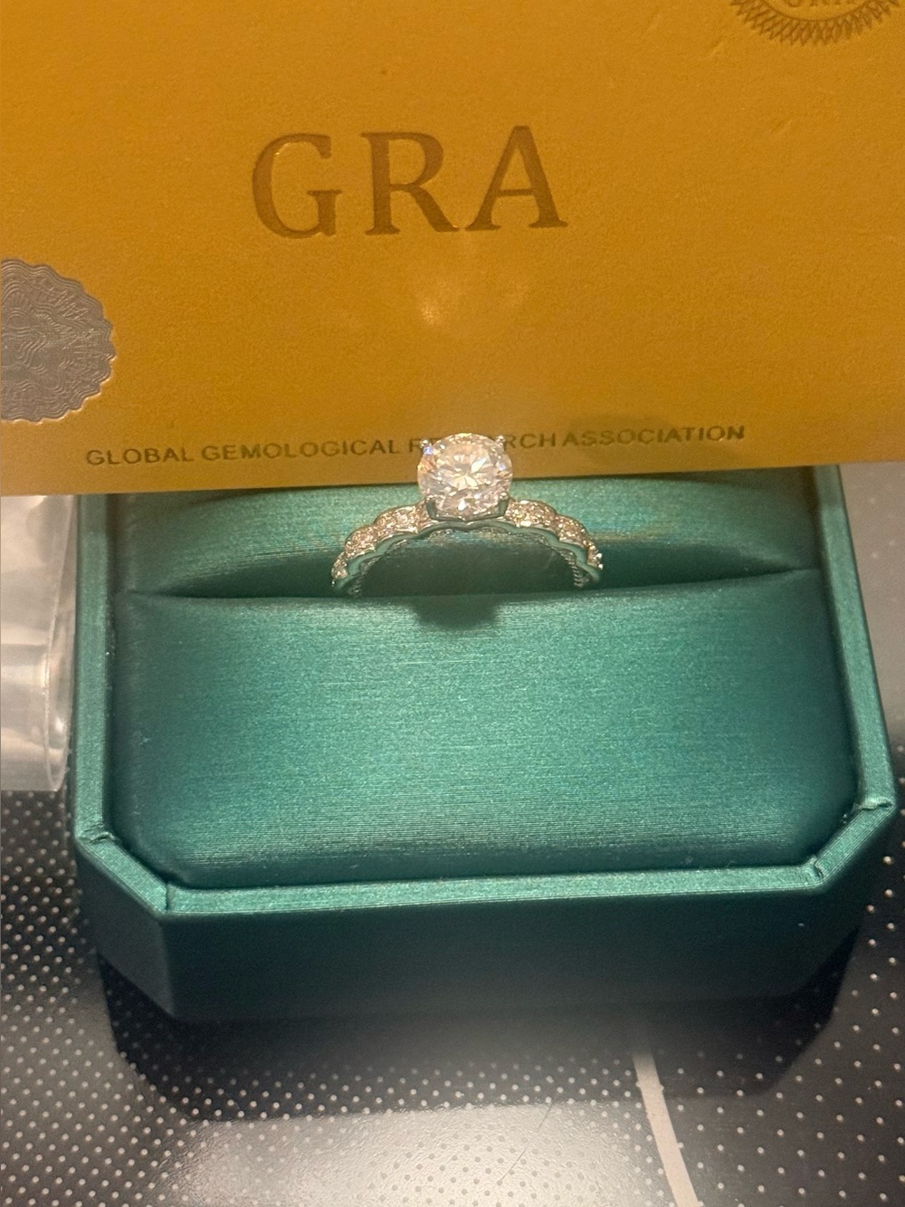 Moissanite Solitaire Engagement Ring - White Gold Plated - New